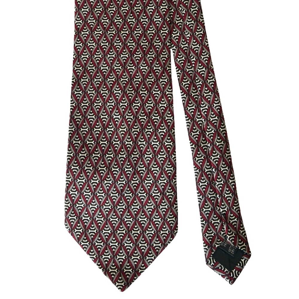 Paolo Gucci Sophisticated Black and Burgundy Geometric Silk Tie